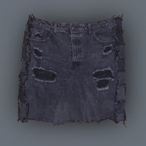 Black Upcycled Denim Skirt